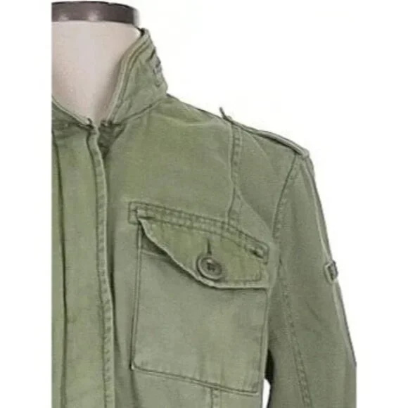 Vtg Y2K Abercrombie Floral Embroidered Green Utility Jacket | Military Boho Twee - Picture 7 of 14